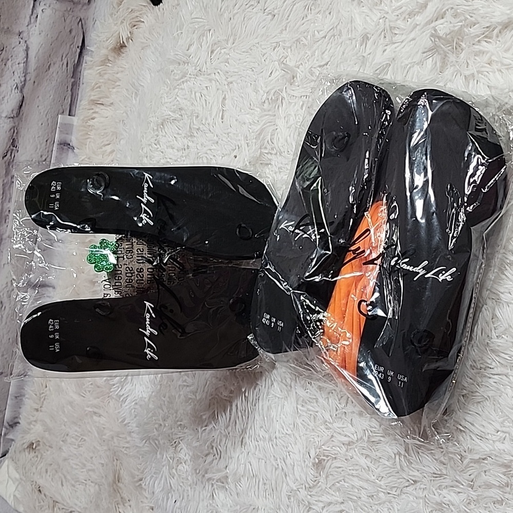 3pcs Kandy Life Interchangeable Sandals - Flat & Wedge/ sizes 11/ NWT/ ORANGE - Picture 2 of 10